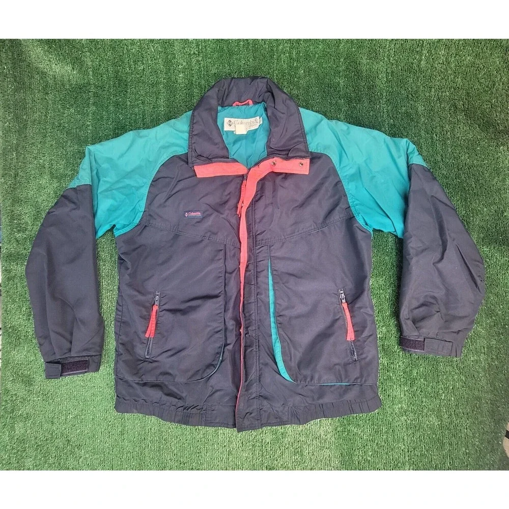 Vintage Mens Columbia Powder Keg Jacket Large Teal Blue Coat - Picture 2 of 10